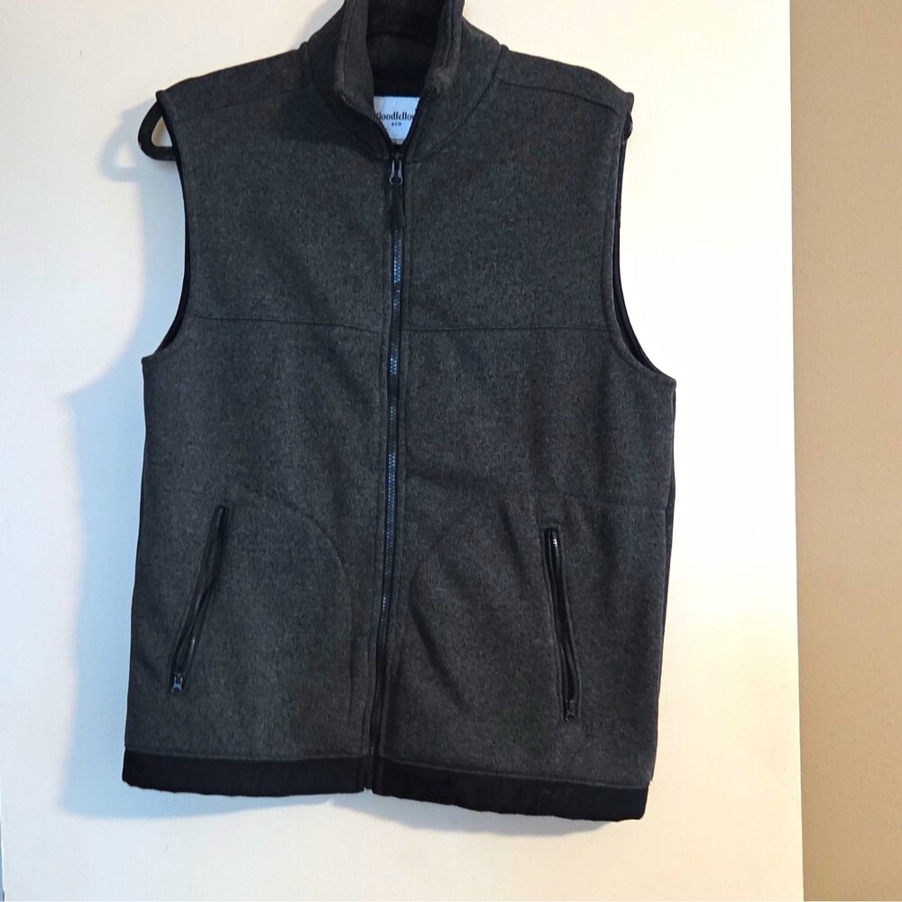 Goodfellow & Co Men's Gray Full Zip Vest M Stand-Up Collar Zipped Pockets